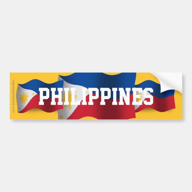 Autocollant De Voiture Philippines ondulant le drapeau (Devant)