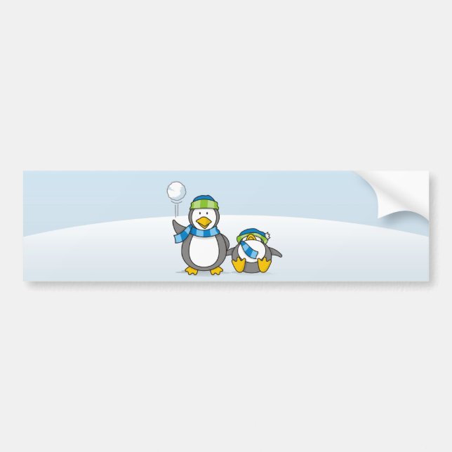 Autocollant De Voiture Pingouins à neige (Devant)
