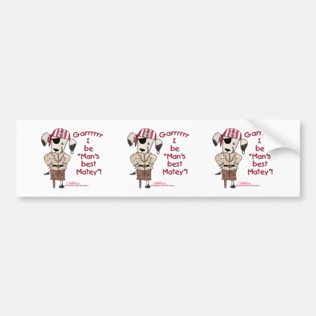 Autocollant De Voiture Pirate Dog "Mans Best Matey !" (Devant)
