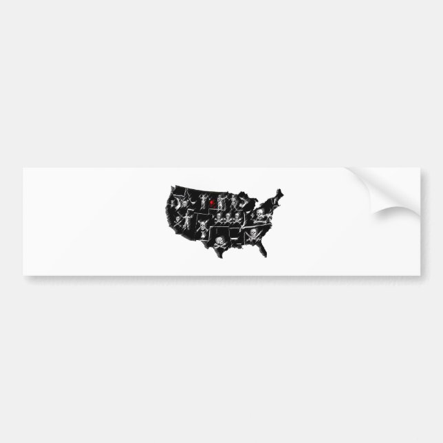 AUTOCOLLANT DE VOITURE PIRATE ETATS-UNIS (Devant)