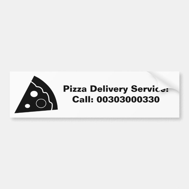 Autocollant De Voiture Pizza noire, service de distribution de pizza, (Devant)
