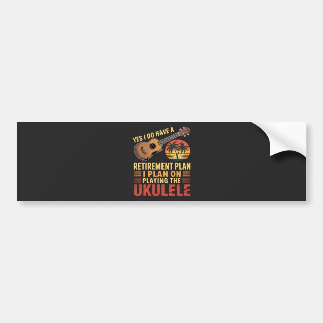 Autocollant De Voiture Plan de retraite Ukulele Drôle (Devant)