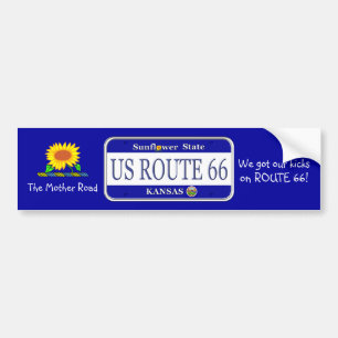 Autocollant De Voiture Plat de vanité du KANSAS de l'ITINÉRAIRE 66 des