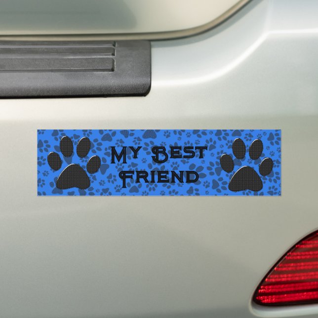 Autocollant De Voiture Pois de chien noir et blanc Polka sur tech bleu (En voiture)