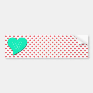 Autocollant De Voiture Pois roses de corail - Monogramme par Shirley Tayl