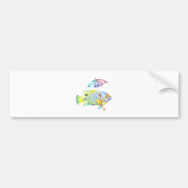 Autocollant De Voiture Poisson avec parapluie (Devant)