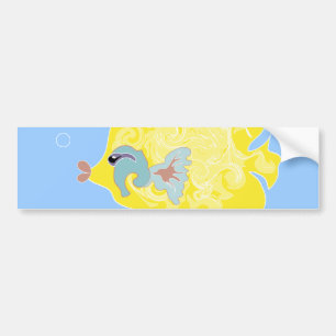 Autocollant De Voiture Poisson Tropical Fantaisiste Art Océanique