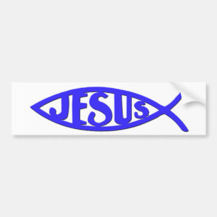 Autocollant De Voiture Poissons de Jésus (bleu d'adhésif pour pare-choc