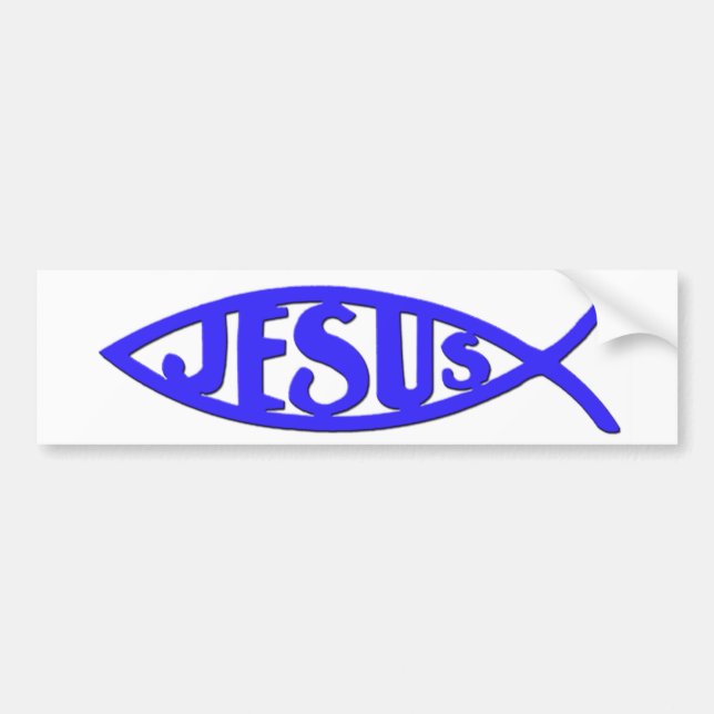 Autocollant De Voiture Poissons de Jésus (bleu d'adhésif pour pare-chocs) (Devant)