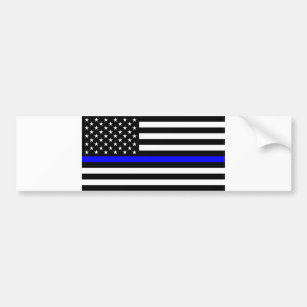 Autocollant De Voiture - Police à drapeau américain Ligne Bleue Mince