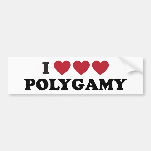Autocollant De Voiture Polygamie drôle de coeur d'I (Devant)