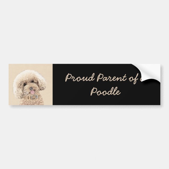 Autocollant De Voiture Poodle Miniature Toy Apricot Crème Chien Brown Art (Devant)