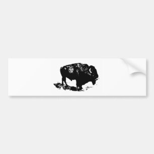 Autocollant De Voiture Pop Art Black White Buffalo Bison Silhouette