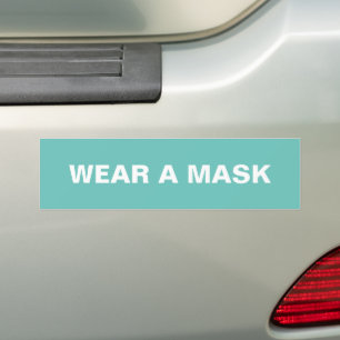 Autocollant De Voiture Portez un masque, turquoise blanc minimaliste voit