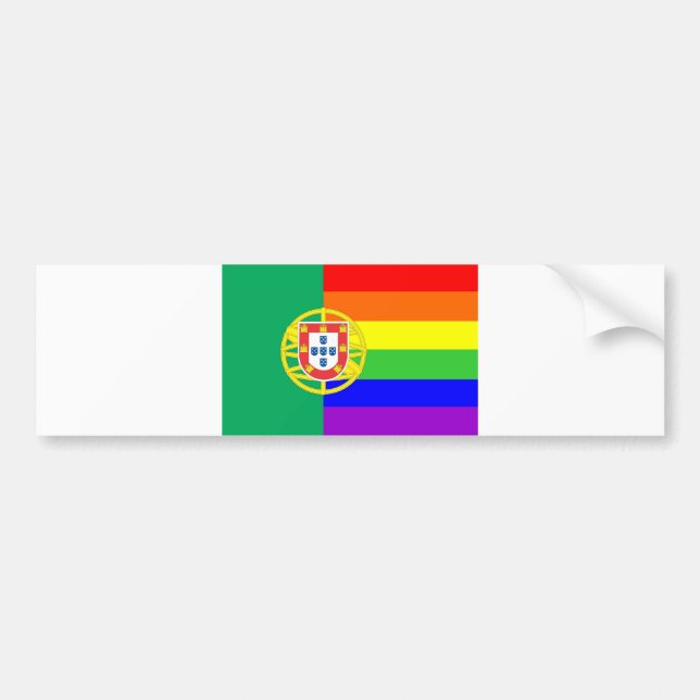 Autocollant De Voiture portugal gay fier rainbow flag homosexuel (Devant)