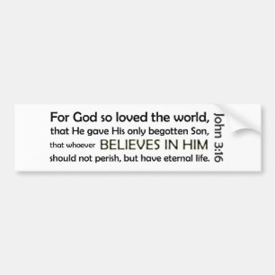 Autocollant De Voiture Pour Dieu ainsi aimé (blanc, version 2)