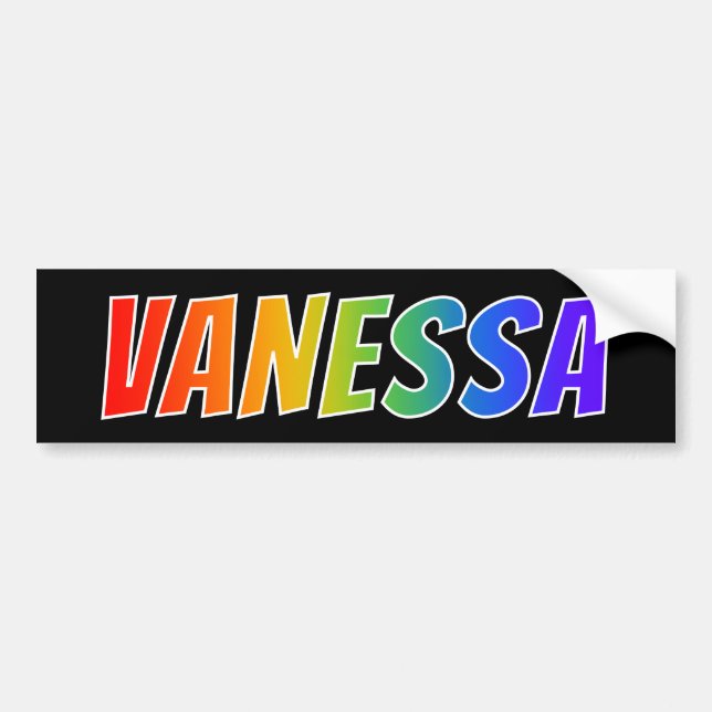 Autocollant De Voiture Premier nom "VANESSA": Fun Rainbow Coloring (Devant)