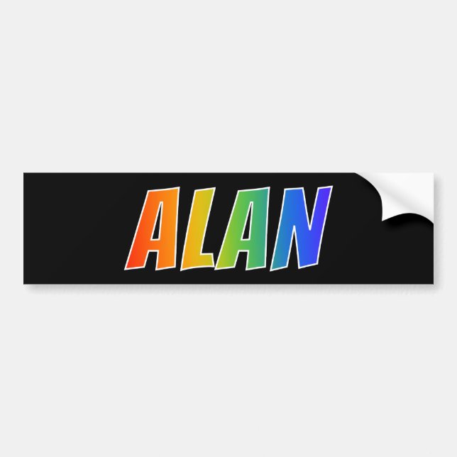 Autocollant De Voiture Prénom "ALAN" : Coloration d'arc-en-ciel (Devant)