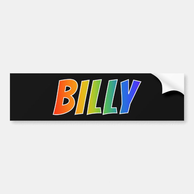 Autocollant De Voiture Prénom "BILLY" : Fun Rainbow Coloring (Devant)