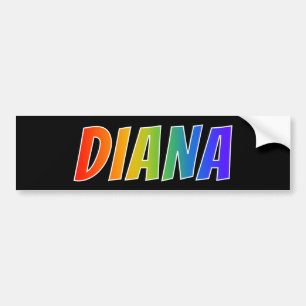 Autocollant De Voiture Prénom "DIANA": Couleur arc-en-ciel amusant