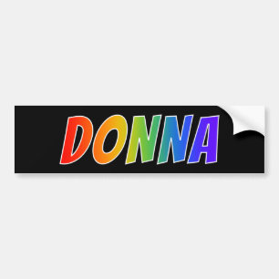 Autocollant De Voiture Prénom "DONNA" : Fun Rainbow Coloring