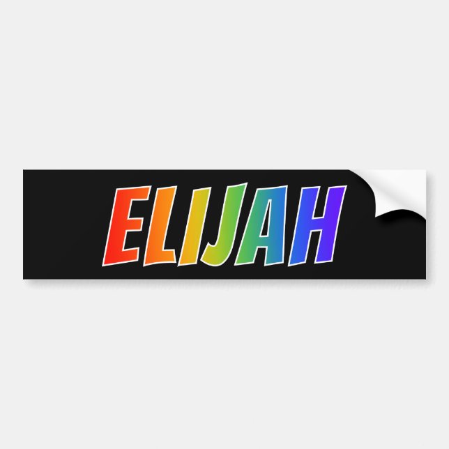 Autocollant De Voiture Prénom "ELIJAH" : Fun Rainbow Coloring (Devant)
