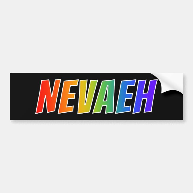 Autocollant De Voiture Prénom "NEVAEH" : Fun Rainbow Coloring (Devant)