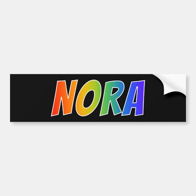 Autocollant De Voiture Prénom "NORA" : Fun Rainbow Coloring (Devant)