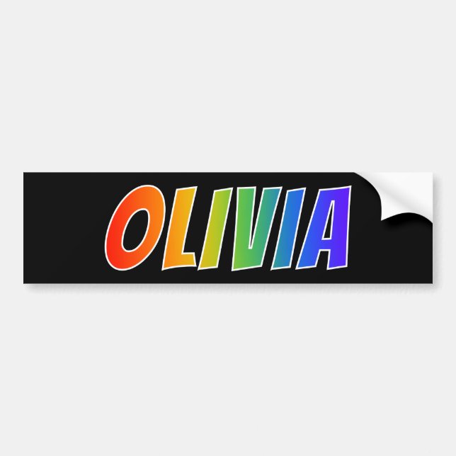 Autocollant De Voiture Prénom "OLIVIA" : Coloration d'arc-en-ciel (Devant)