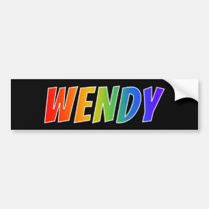 Autocollant De Voiture Prénom "WENDY" : Fun Rainbow Coloring