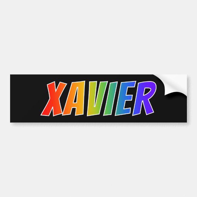 Autocollant De Voiture Prénom "XAVIER" : Coloration d'arc-en-ciel (Devant)