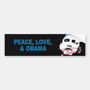 Autocollant De Voiture Pro-Obama - PAIX, AMOUR, ET OBAMA