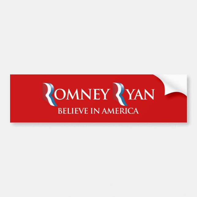 AUTOCOLLANT DE VOITURE PRO-ROMNEY - CROYEZ À L'AMÉRIQUE AVEC ROMNEY RYAN (Devant)
