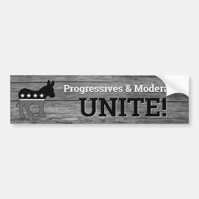 Autocollant De Voiture Progressistes & Modérés UNIS ! (Devant)