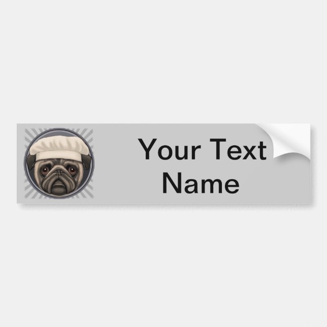 Autocollant De Voiture Pug Chef (Devant)