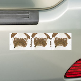 Autocollant De Voiture Puggy Grumpy personnalisée avec Cigar