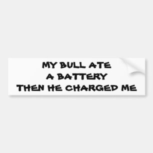 Autocollant De Voiture Pun Taureau de charge Battery