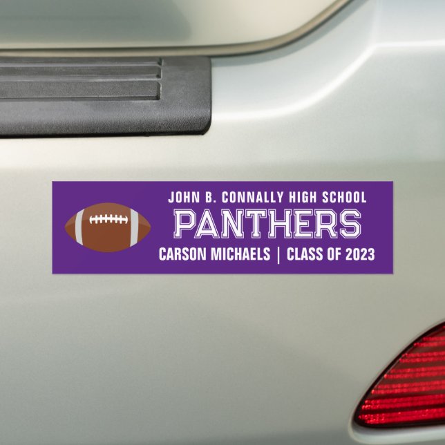 Autocollant De Voiture Purple White Custom School Football Team Player (En voiture)