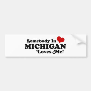 Autocollant De Voiture Quelqu'Un Au Michigan M'Aime