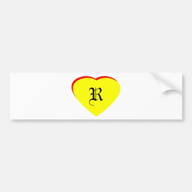 Autocollant De Voiture "R" Coeur Jaune Rouge Faire-part de mariage Le MUS (Devant)
