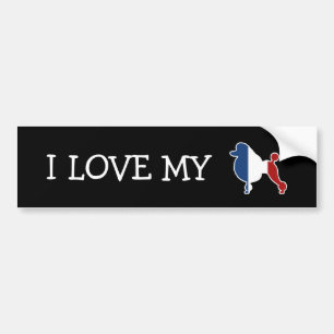 Autocollant De Voiture Race de chien de caniche standard dans le drapeau