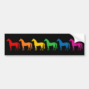Autocollant De Voiture Rangée des chevaux de couleur d'arc-en-ciel