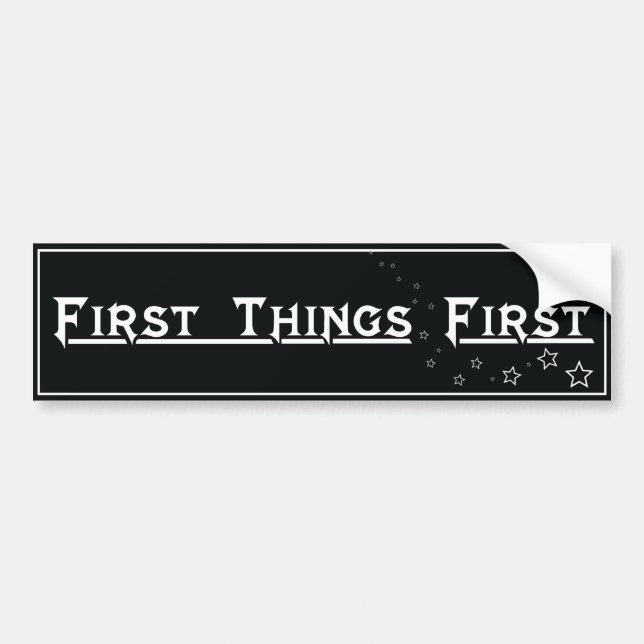 Autocollant De Voiture Récupération d'autocollants First Things First AA (Devant)