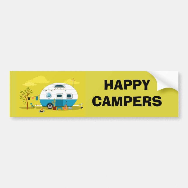 Autocollant De Voiture Remorque Happy Campers (Devant)