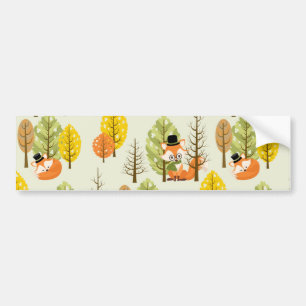 Autocollant De Voiture Renard orange mignon Automne Arbres Forêt Hipster