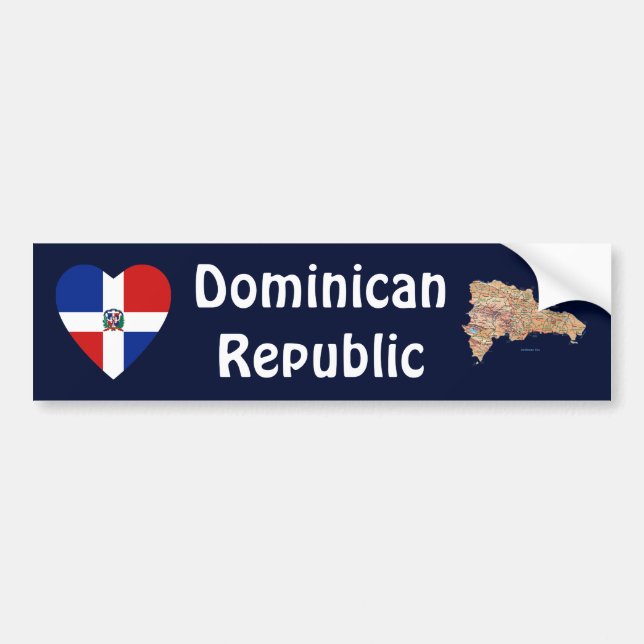 Autocollant De Voiture Représentant dominicain. Coeur de drapeau + (Devant)