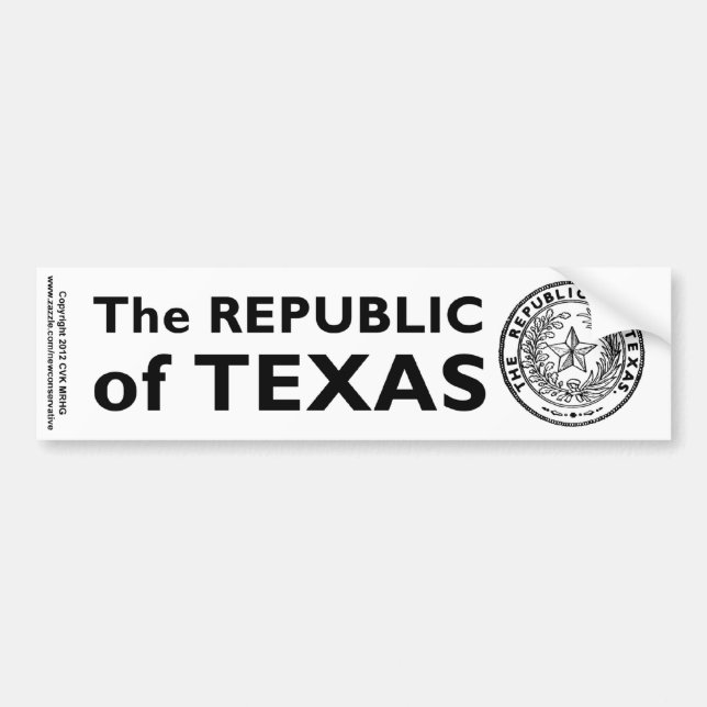 Autocollant De Voiture République sécessionniste du Texas (Devant)