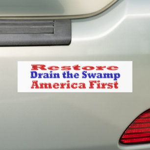 Autocollant De Voiture Restore America First Drain the Swamp red blue