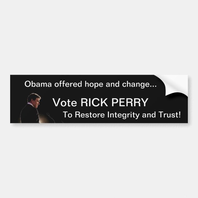 Autocollant De Voiture Rick Perry - intégrité et confiance (Devant)