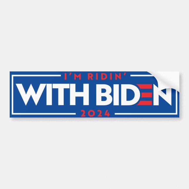 Autocollant De Voiture Ridin' With Biden 2024 (Devant)
